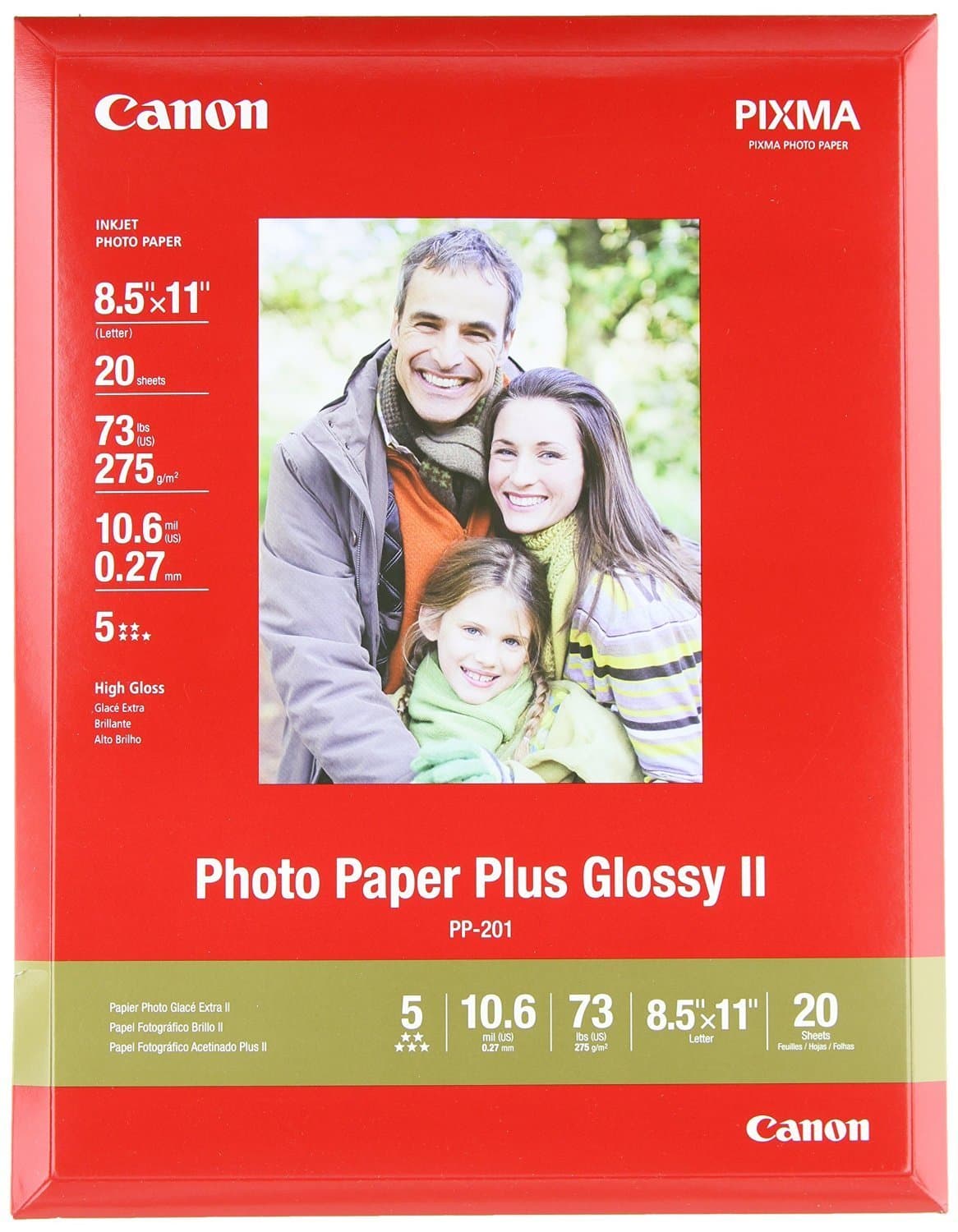 Canon Photo Paper Plus Glossy II 8.5in x 11in 20 Sheets (2311B001)