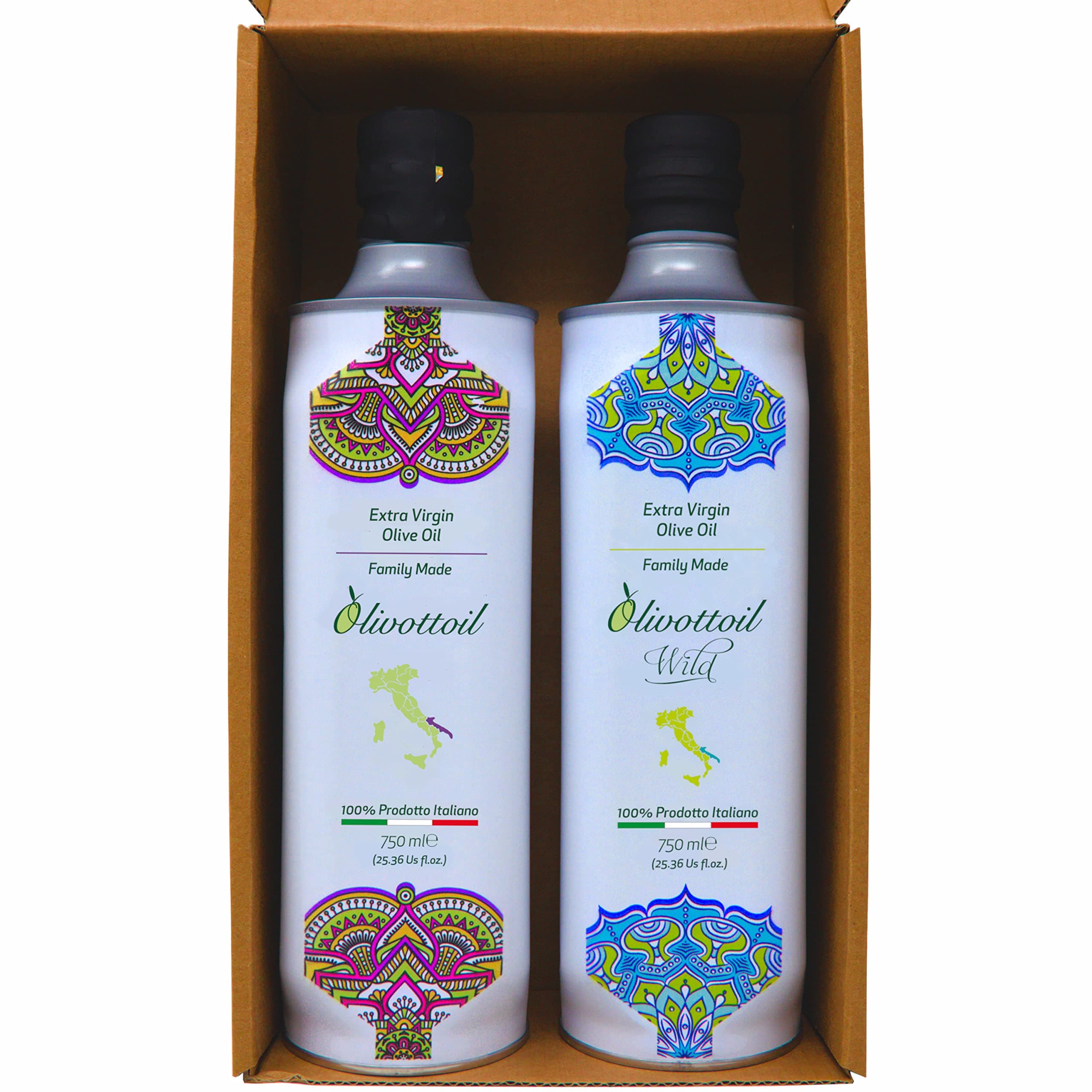 Olivottoil 2024/2025 Edition, Italian Extra Virgin Olive Oil Pack (2x25.USfl.oz), Contains Polyphenols, Antioxidant Rich, Pesticides Free