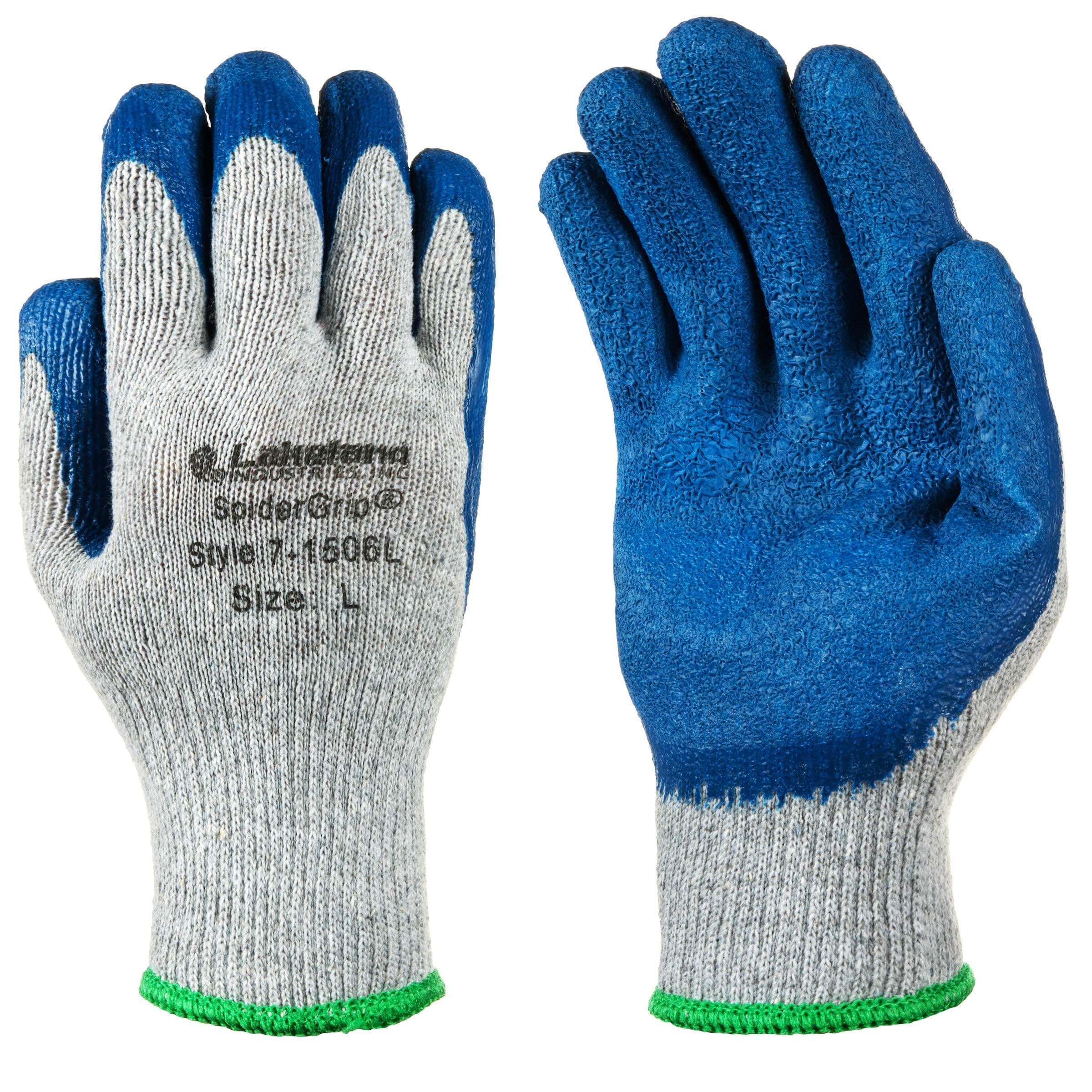Lakeland SpiderGrip 7-1506 Dipped Latex Coated Palm, Slip Resistant, Knit Work Glove, Grip, Medium, Grey/Blue Small (12 Pair)