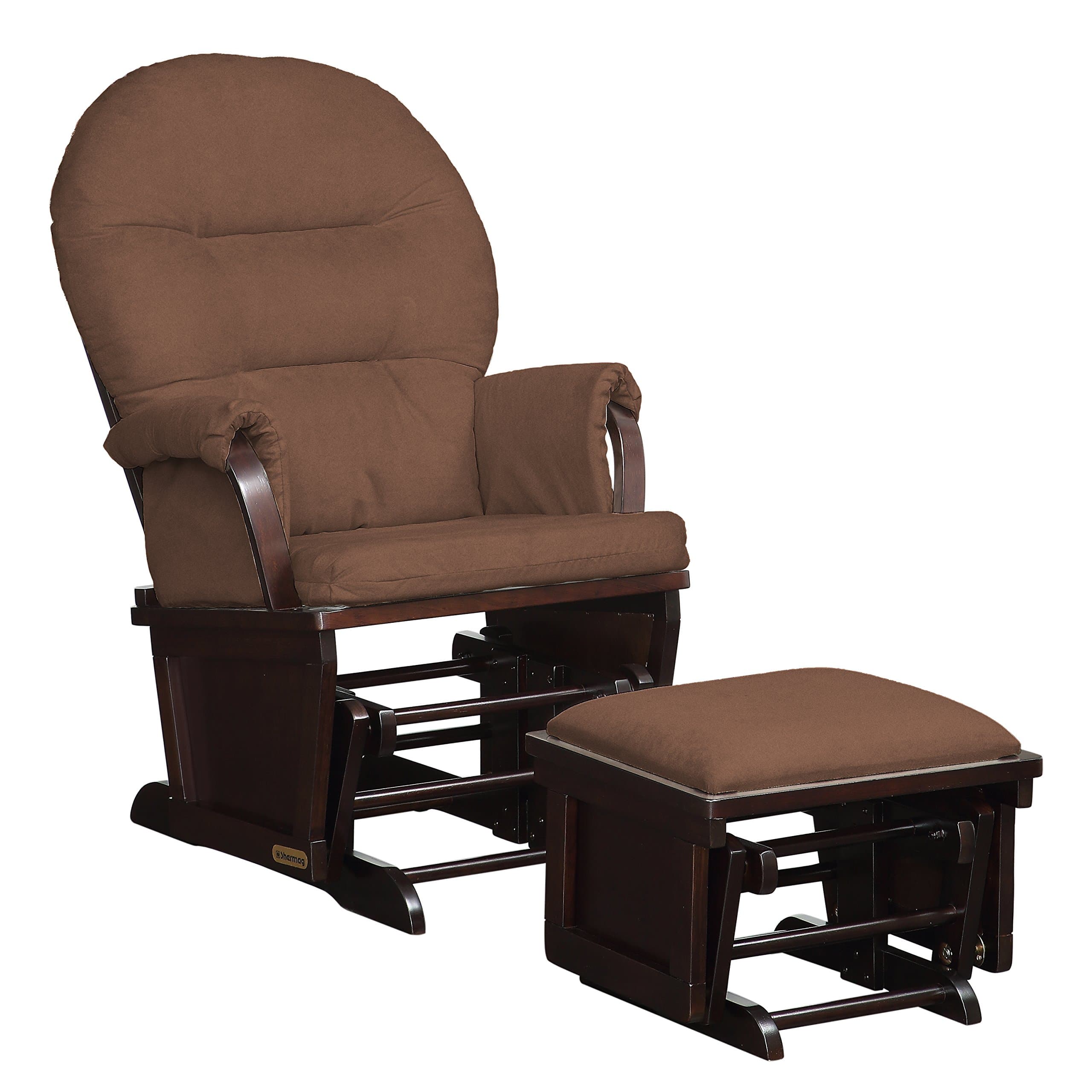 Lennox Contemporary Style Glider Chair and Ottoman Combo, Espresso with Chocolate