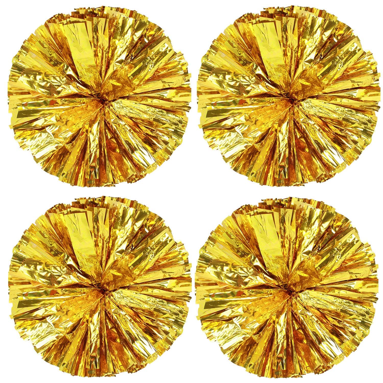 Hlonon 4 Pack Cheerleader Pom Poms Sports Dance Cheer Plastic Pom Poms Cheerleading for Sports Team Spirit Cheering (Golden, 30)