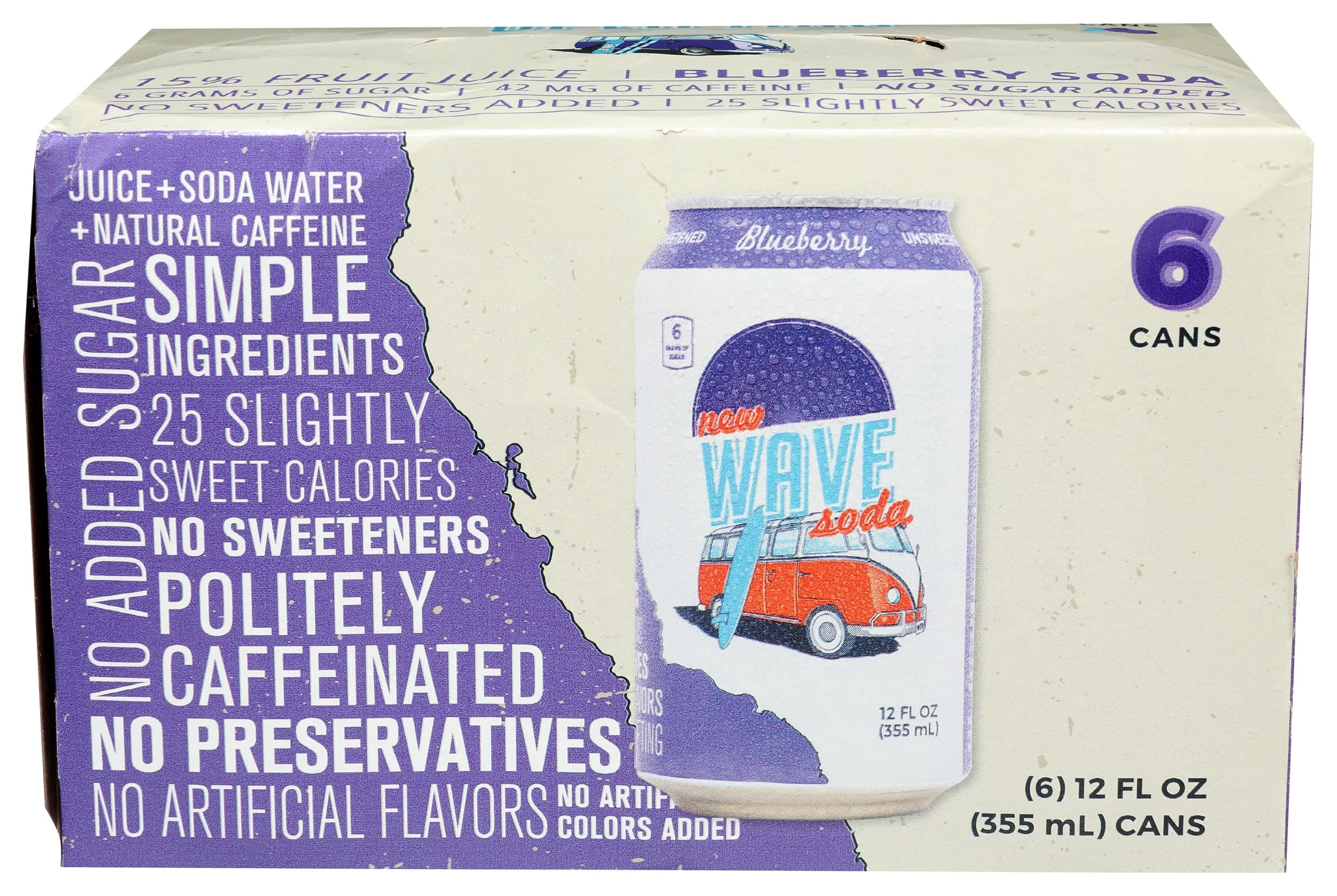 NEW WAVE SODA Blueberry Soda 6 Count, 12 FZ