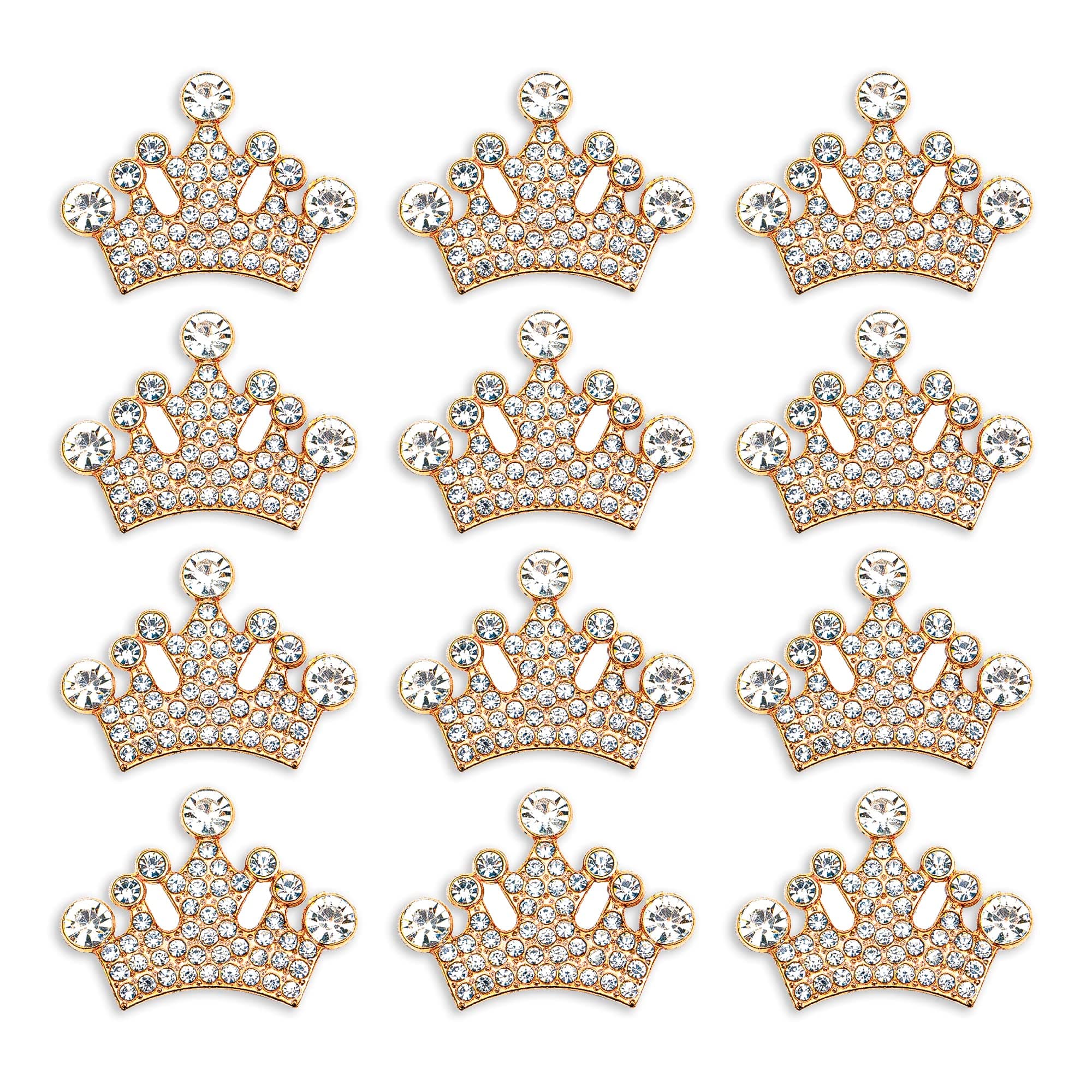 24 Piece Crown Jewelry Embellishment for DIY Handmade Hair Accessories Sneakers, Clothes, Party Decorations Gift Box ,Dress,Rhinestone Alloy Appliques Decorative Home Decor (Gold)