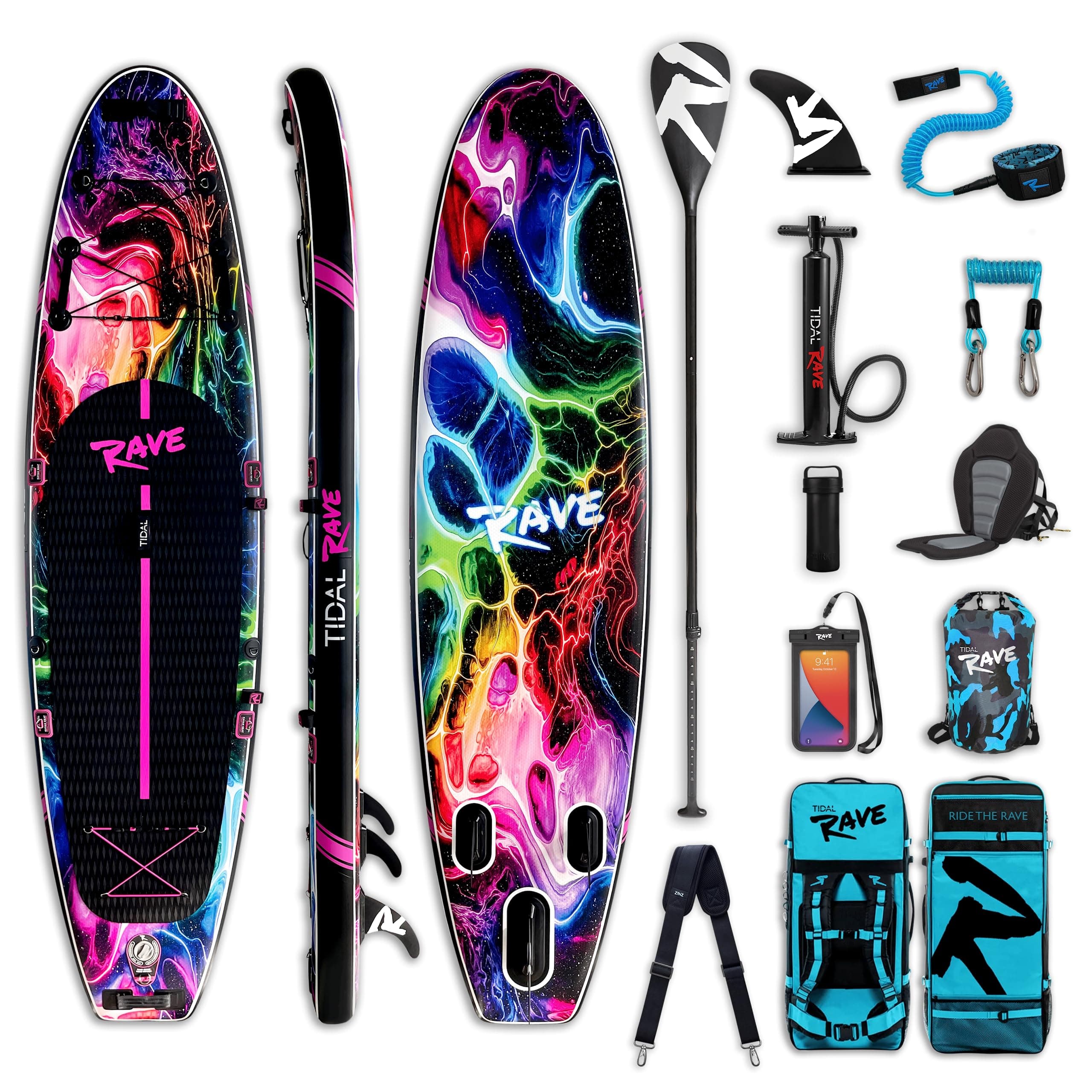 TIDAL RAVE Inflatable Stand Up Paddle SUP Board 10'6ft with Accessories - Kayak Conversion Kit - Aquatic Sports Set for Beginners & Intermediates