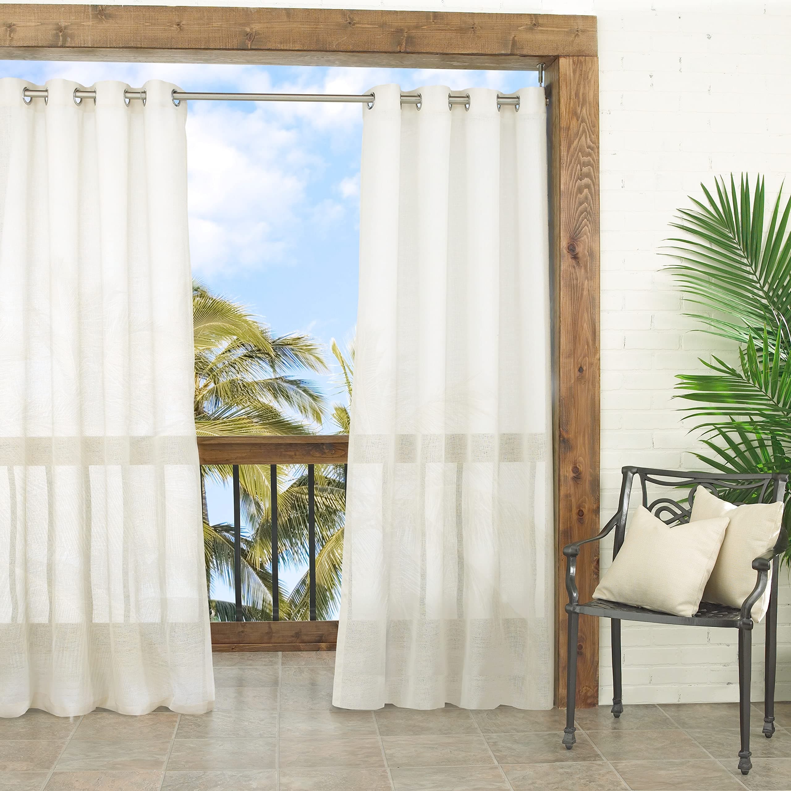 WaverlyResort Sheer Thermal Insulated Darkening Single Panel Drape Blinds Backyard, 52" x 95", Ivory