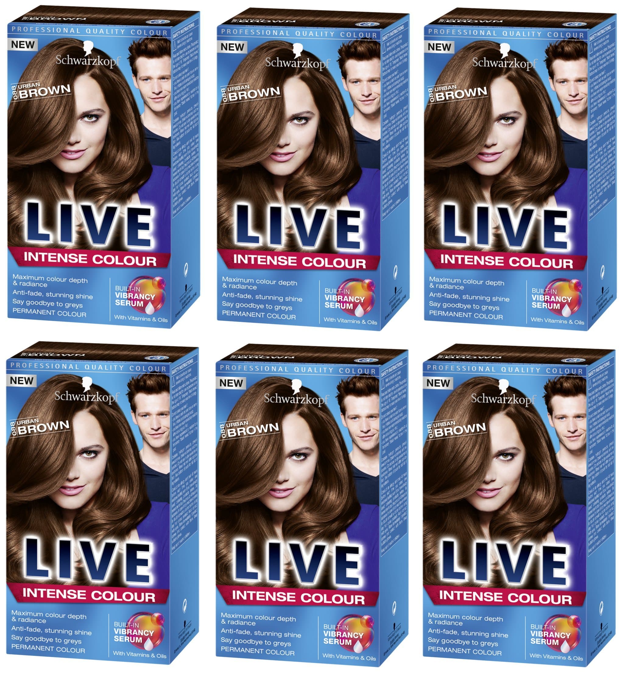 Schwarzkopf Live Intense Colour Urban Brown 088 - Pack of 6
