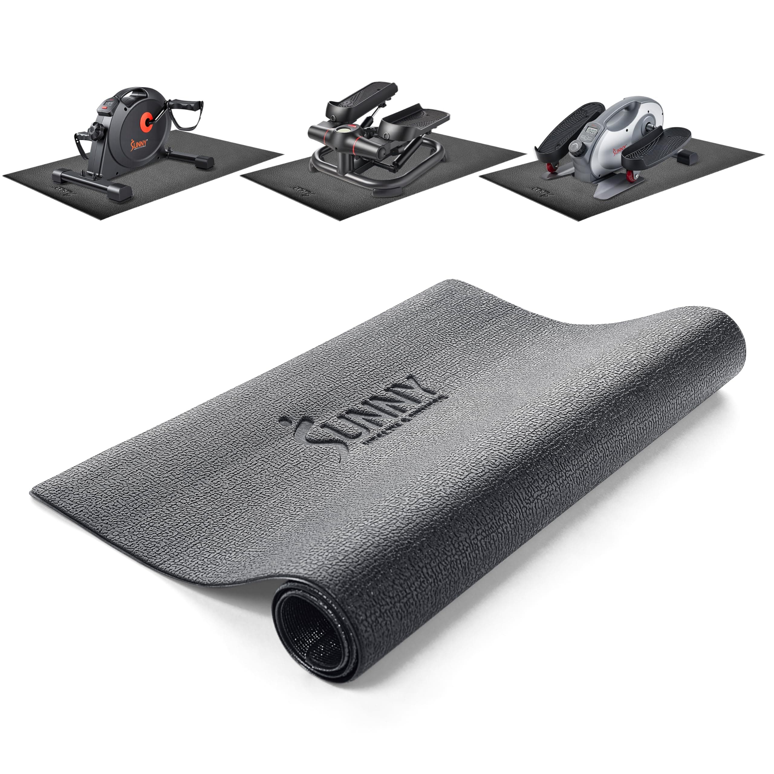 – Sunny Health & Fitness Exercise Equipment Mat, Home Gym Mat for Bikes, Treadmills, Ellipticals, Steppers and Rowers, Non-Slip High Density Foam Mat, Floor Protector - Available in 4 Size