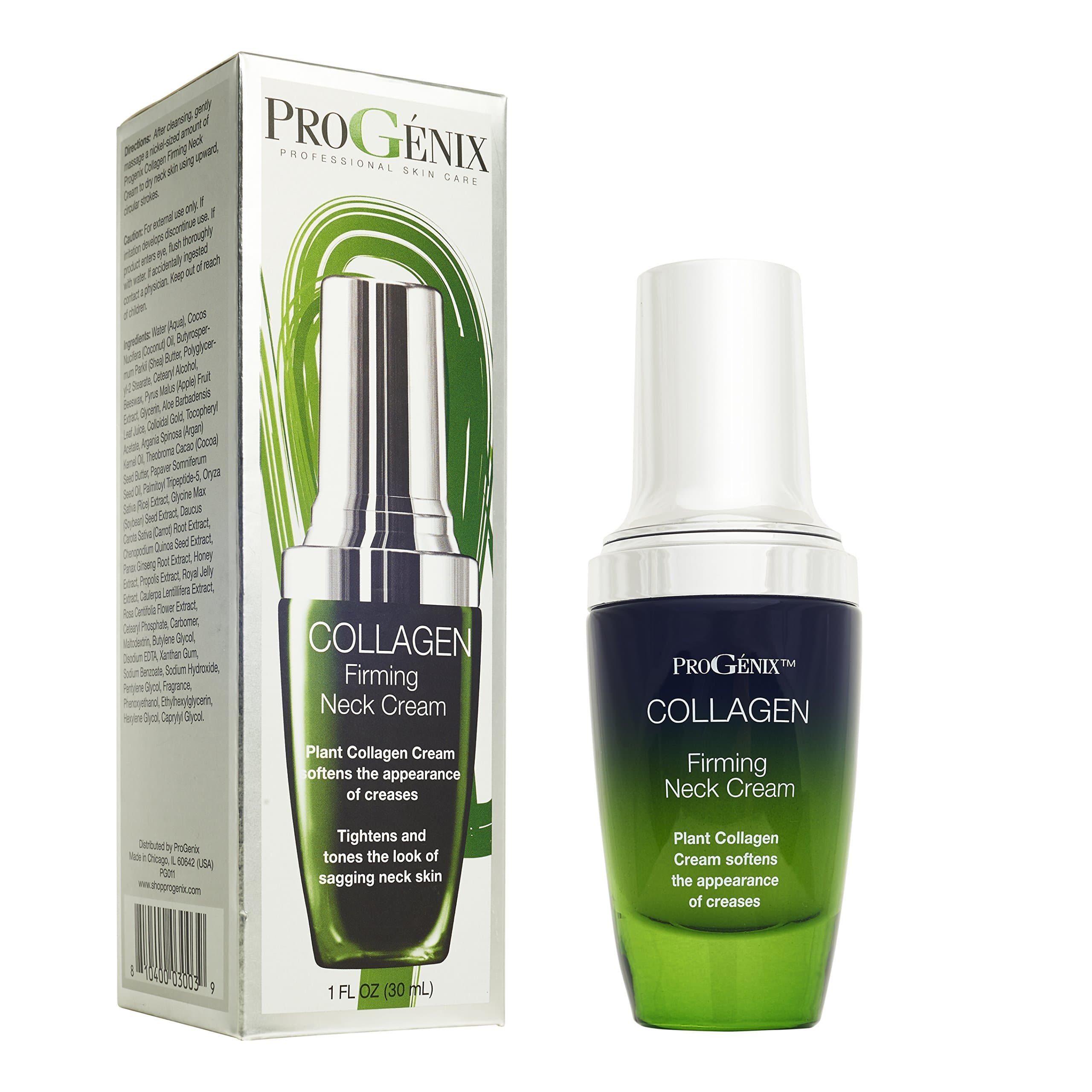 ProGenix Collagen Firming Neck Cream Skin Tightening Neck Cream with Collagen, Shea Butter, Poppy Oil, and Vitamin E. 1oz Bottle.