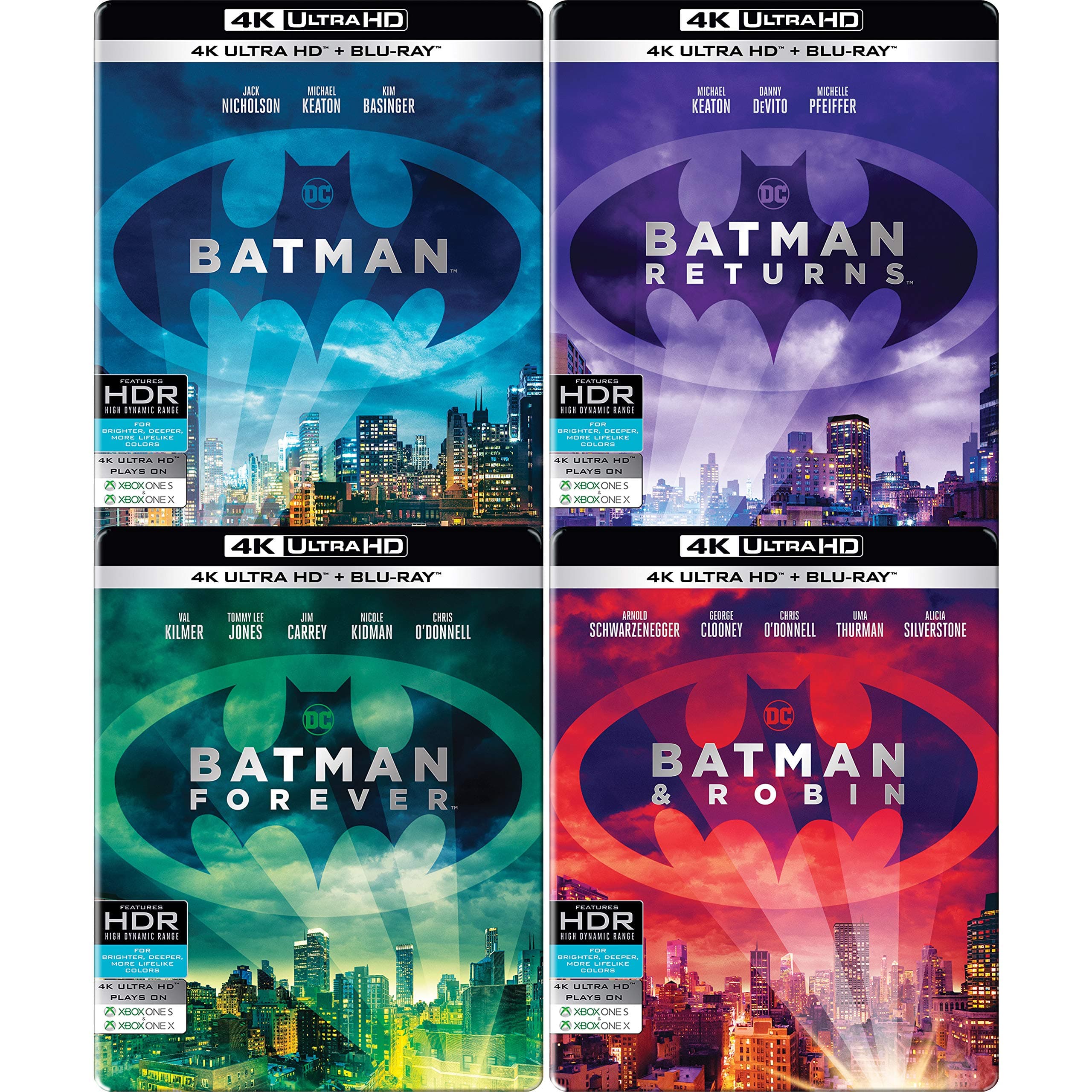 Batman Anthology: 4 Movies Collection - Batman (1989) + Batman Returns (1992) + Batman Forever (1995) + Batman & Robin (1997) (All 4 movies in 4 separate Limited Collector's Edition Steelbook) (4K UHD + Blu-ray) (8-Disc)