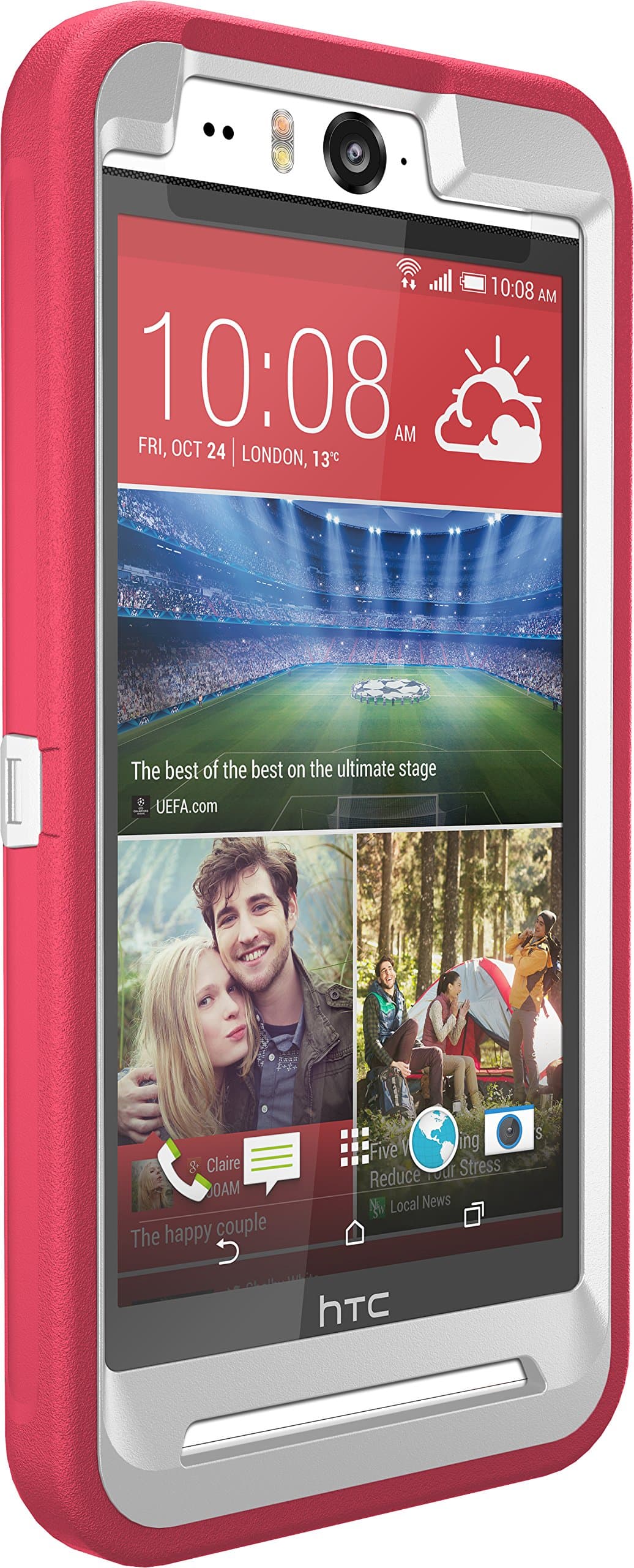 OtterBox Defender Case for HTC Desire EYE - Frustration-Free Packaging - Neon Rose (Whisper White/Blaze Pink)