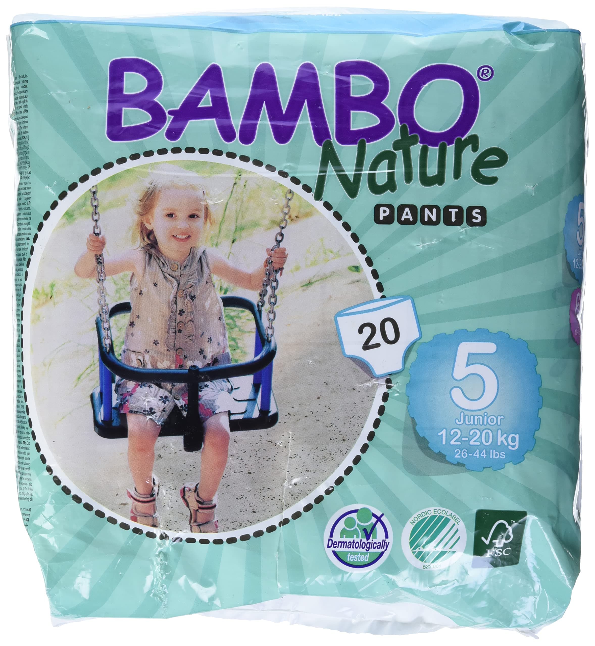 Bambo NatureBaby Training Pants Classic, Size 5 (26-44 Lbs), 20 Count