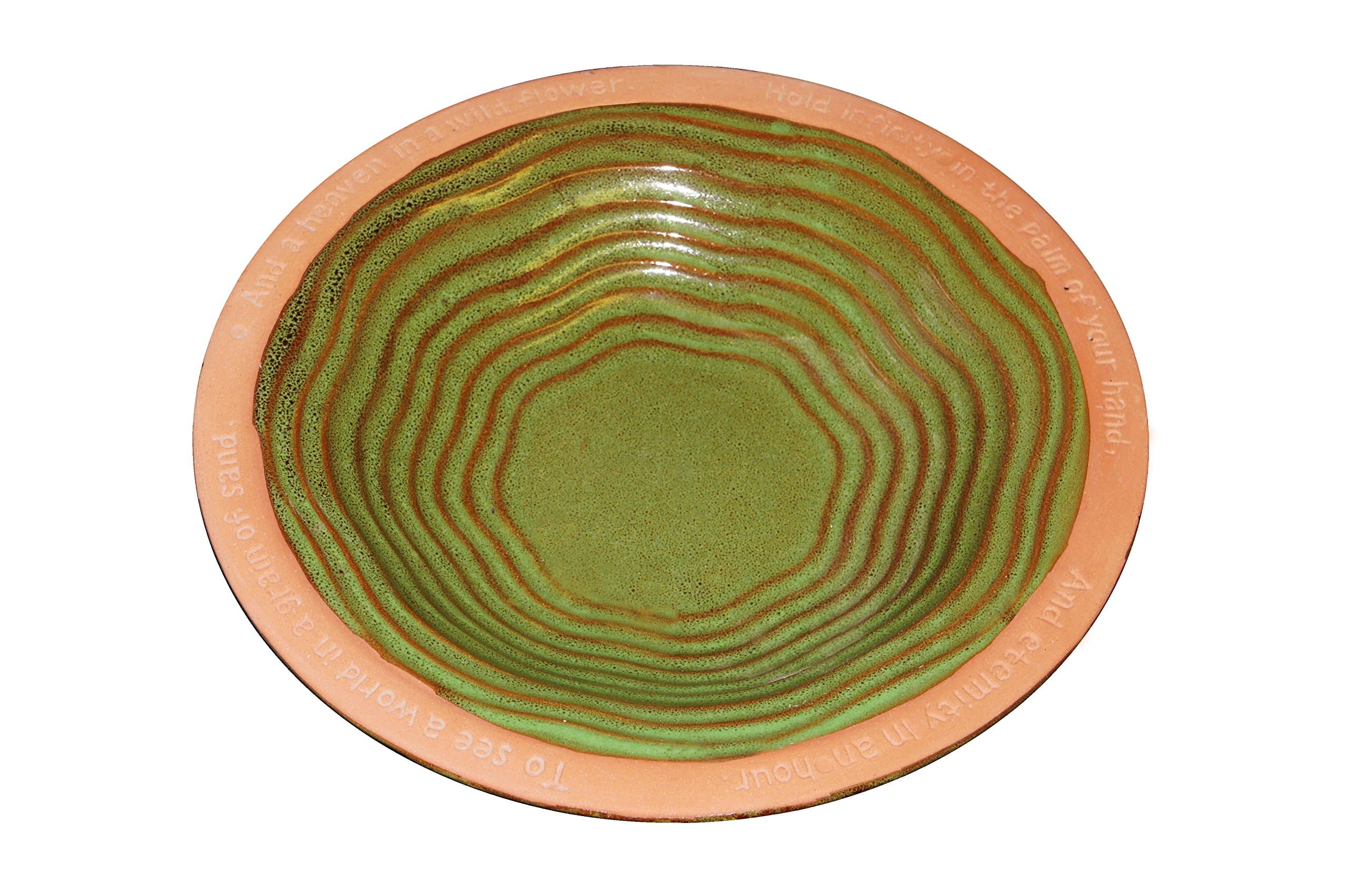 Wildlife World Echoes Ceramic Bird Bath and Drinker Bowl for Outdoor Gardens (Green)