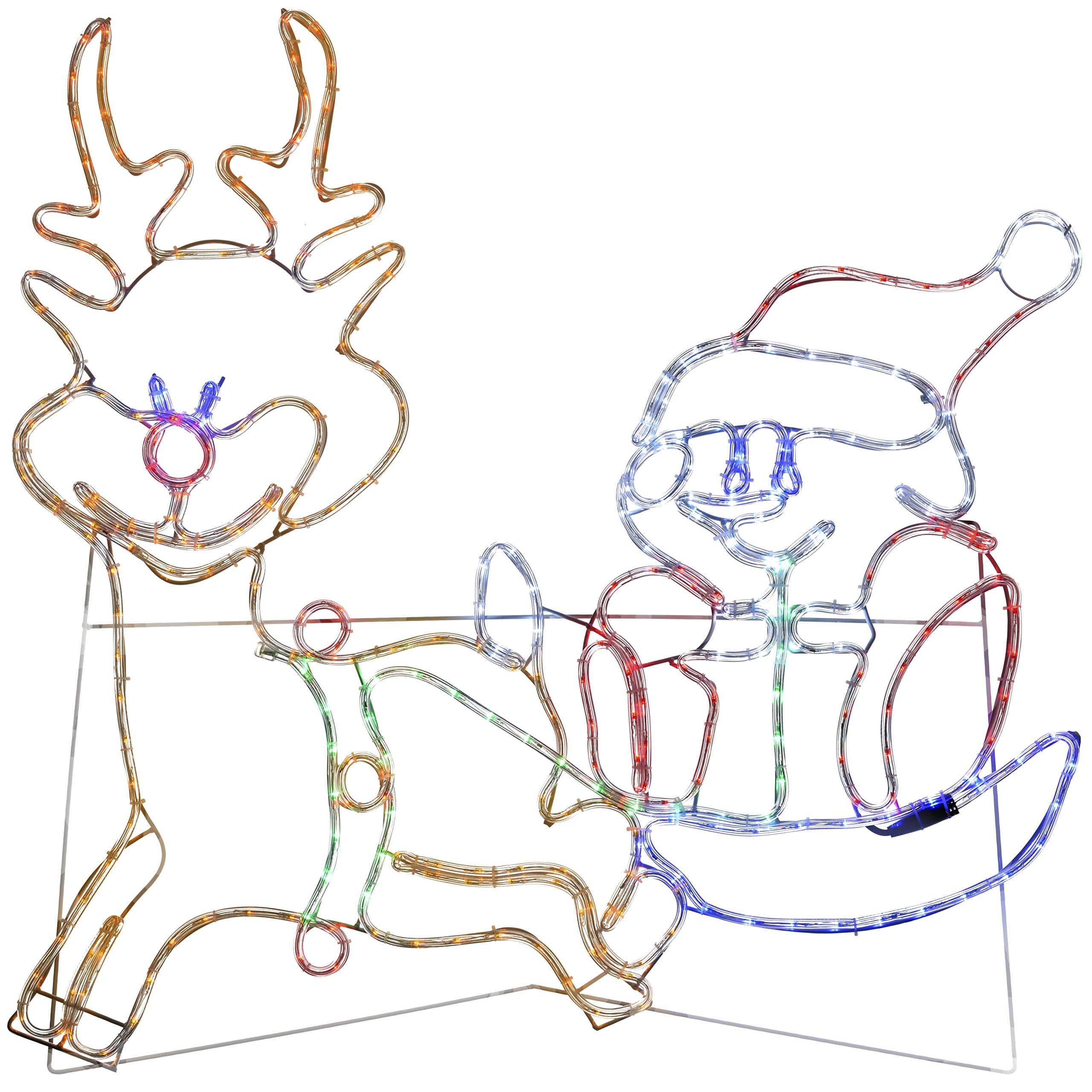 WeRChristmas Pre-Lit LED Santa and Sleigh Rope Light Silhouette, 115 cm - Multi-Colour, Plastic, Multicolor