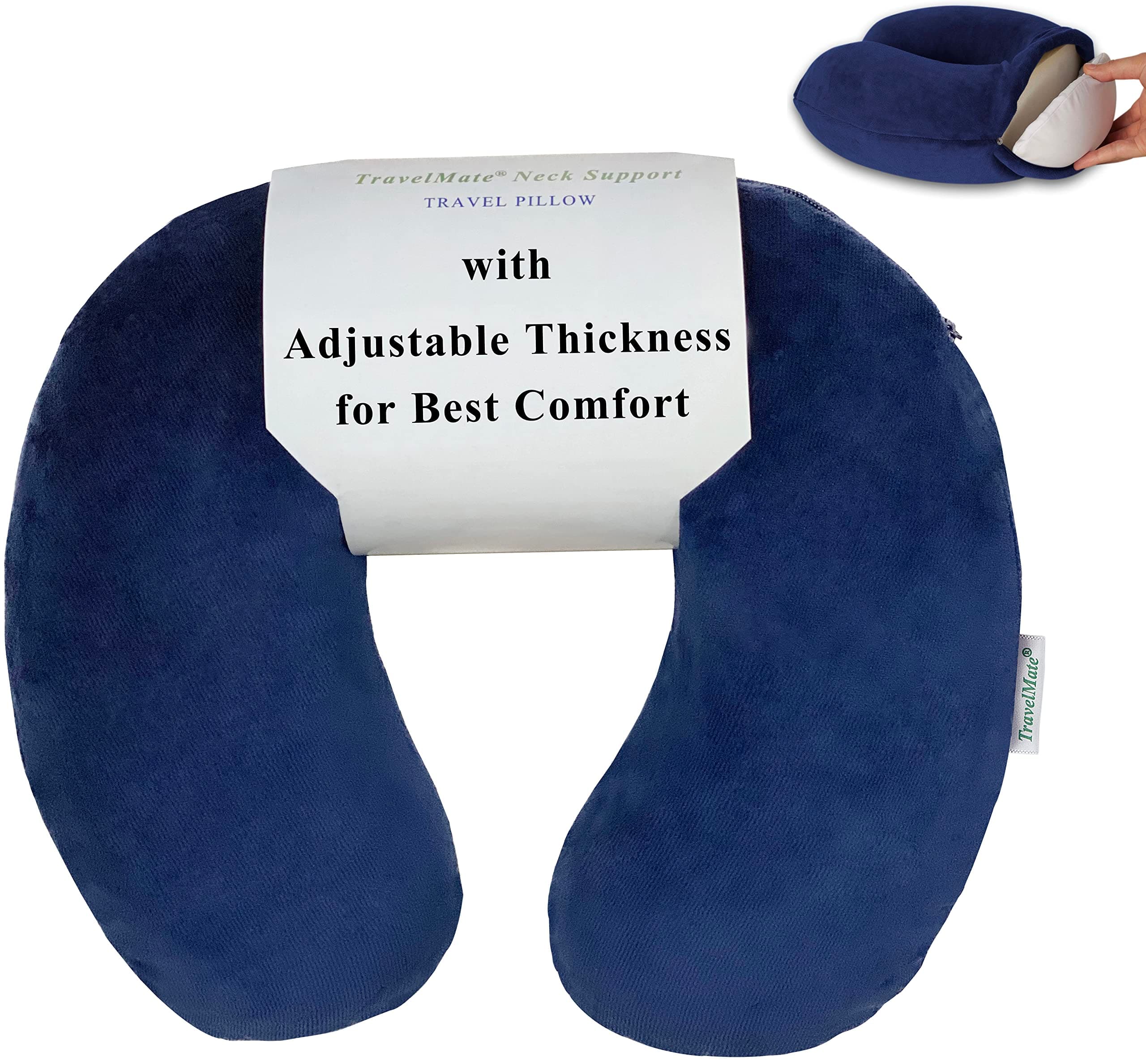 Memory Foam Neck Pillow, Dark Blue