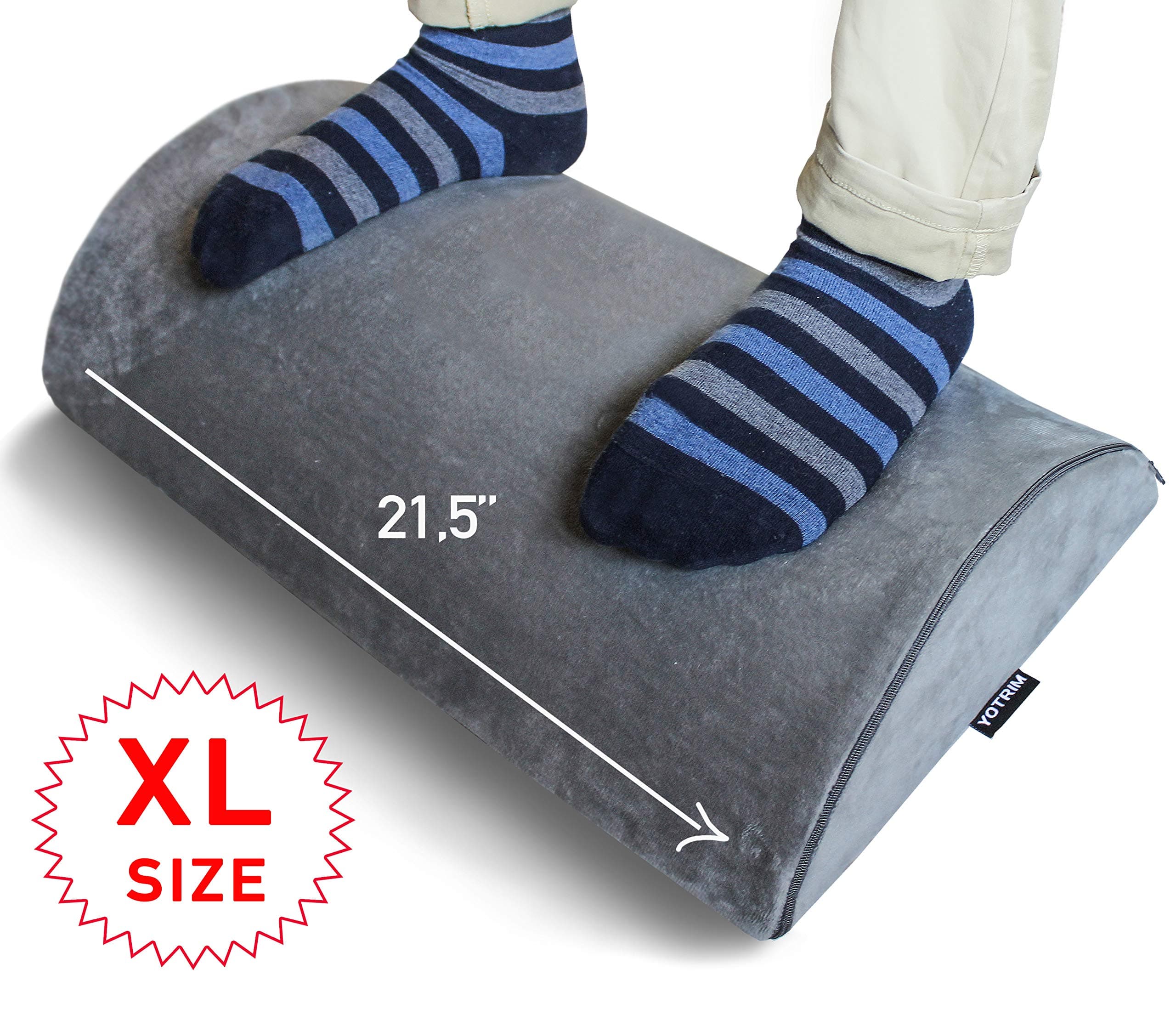 Under Desk Foot Rest Cushion for Home and Office, Premium Ergonomic Foam Footrest Pillow, Low Profile Design, Optimum Leg Clearance and Non Slip Support; Longer for Improved Computer Posture