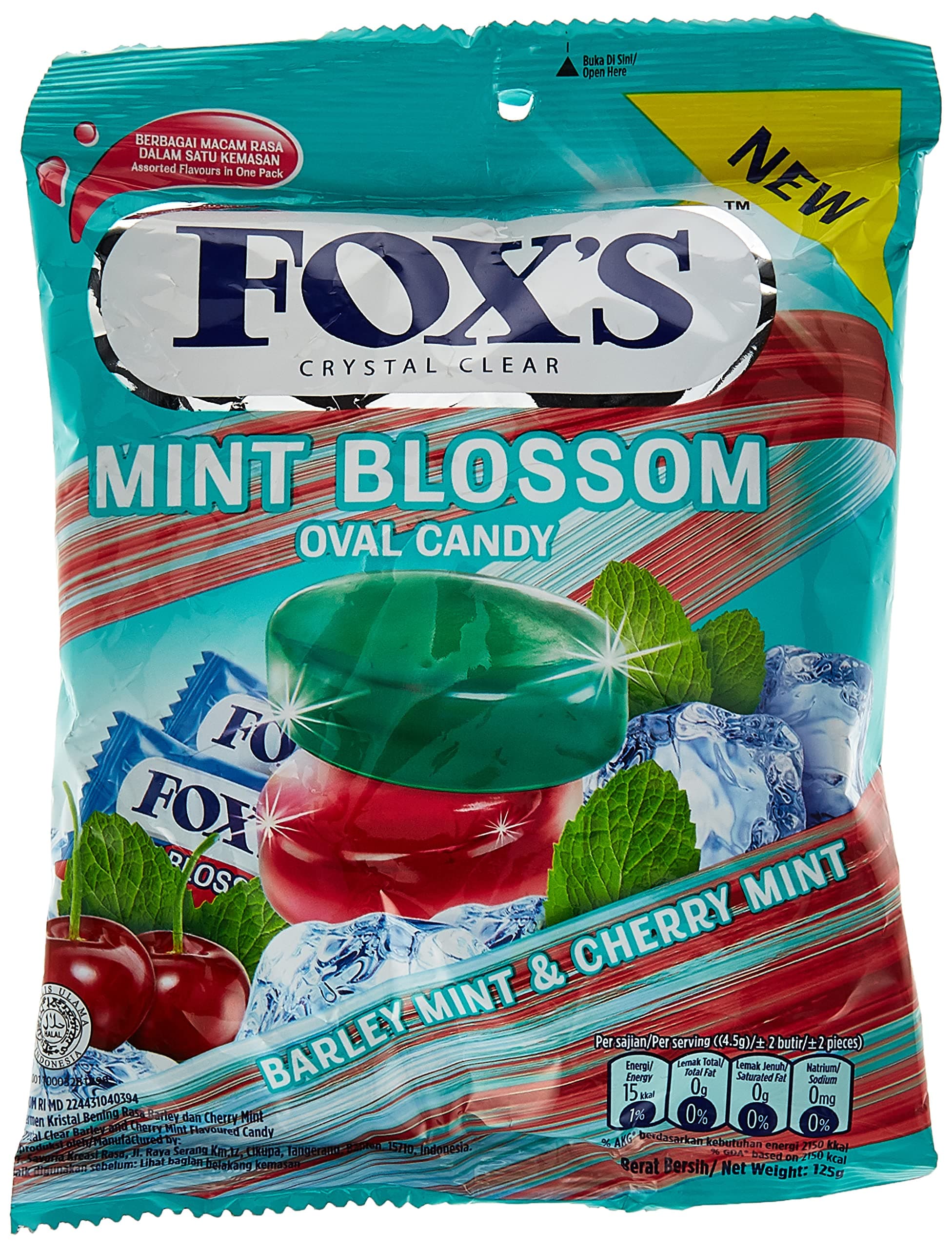 Crystal Clear Mint Blossom Oval Candy | Barley Mint & Cherry Mint, 4.41 oz ℮ 125 g