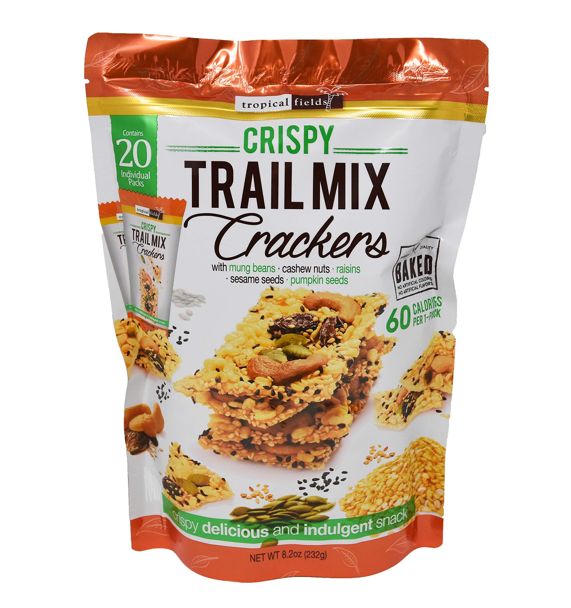 Tropical Fields Crispy Baked Trail Mix Crackers 8.2 ounces 20 Individual Packs