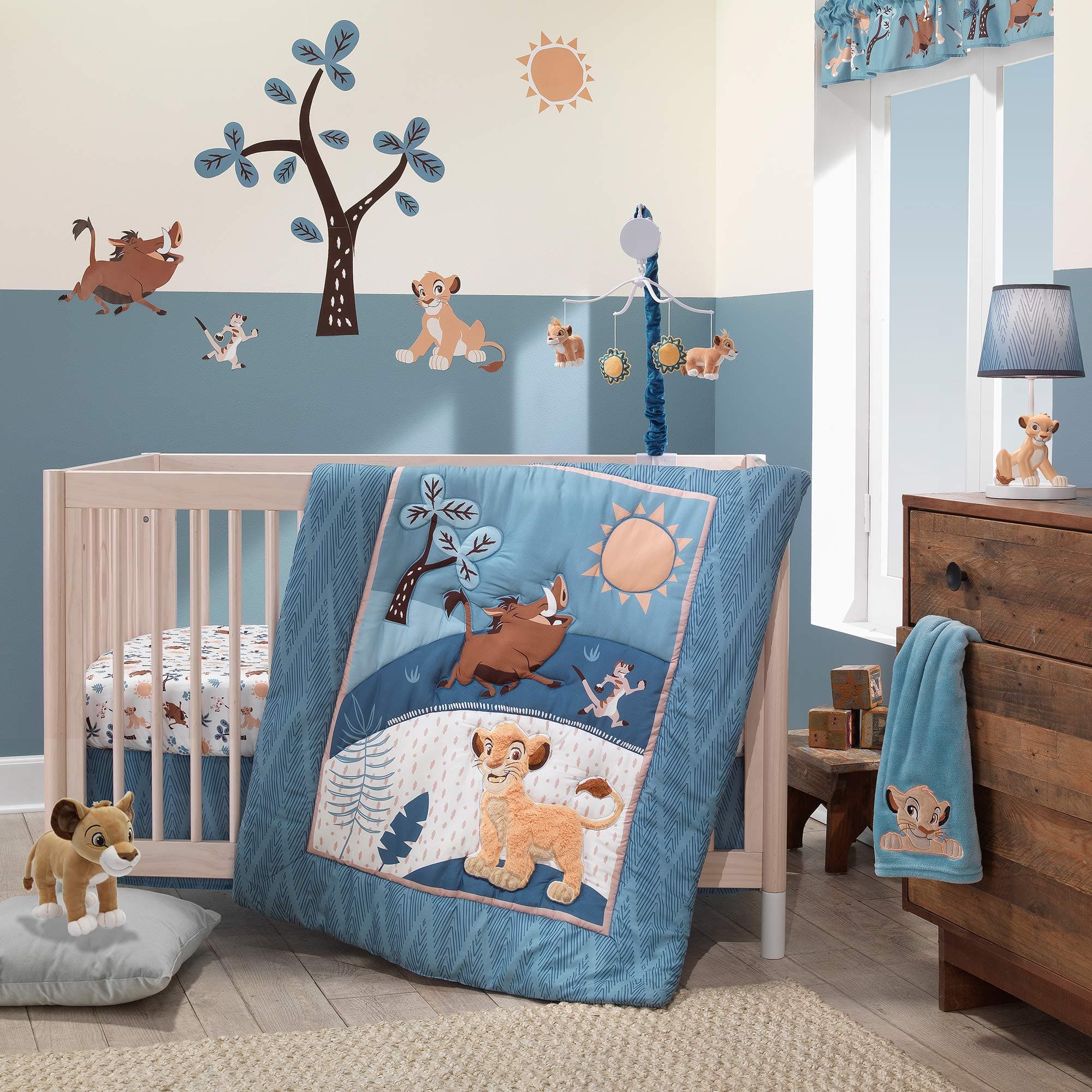Lion King Adventure 3Piece Baby Crib Bedding Set, Blue