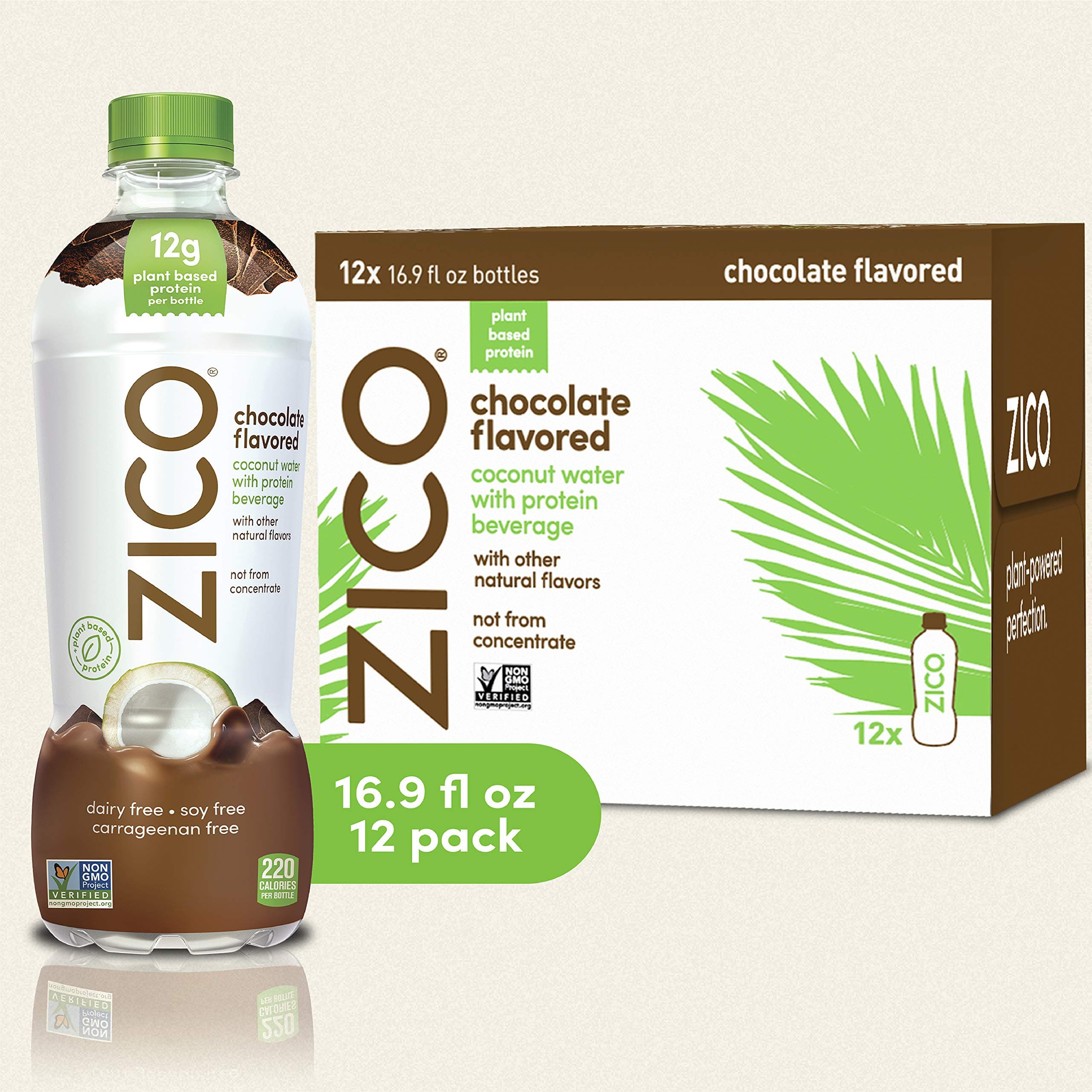 Zico Chocolate Flavored Coconut Water with Protein Beverage, 16.9 Fluid Ounce (Pack of 12)