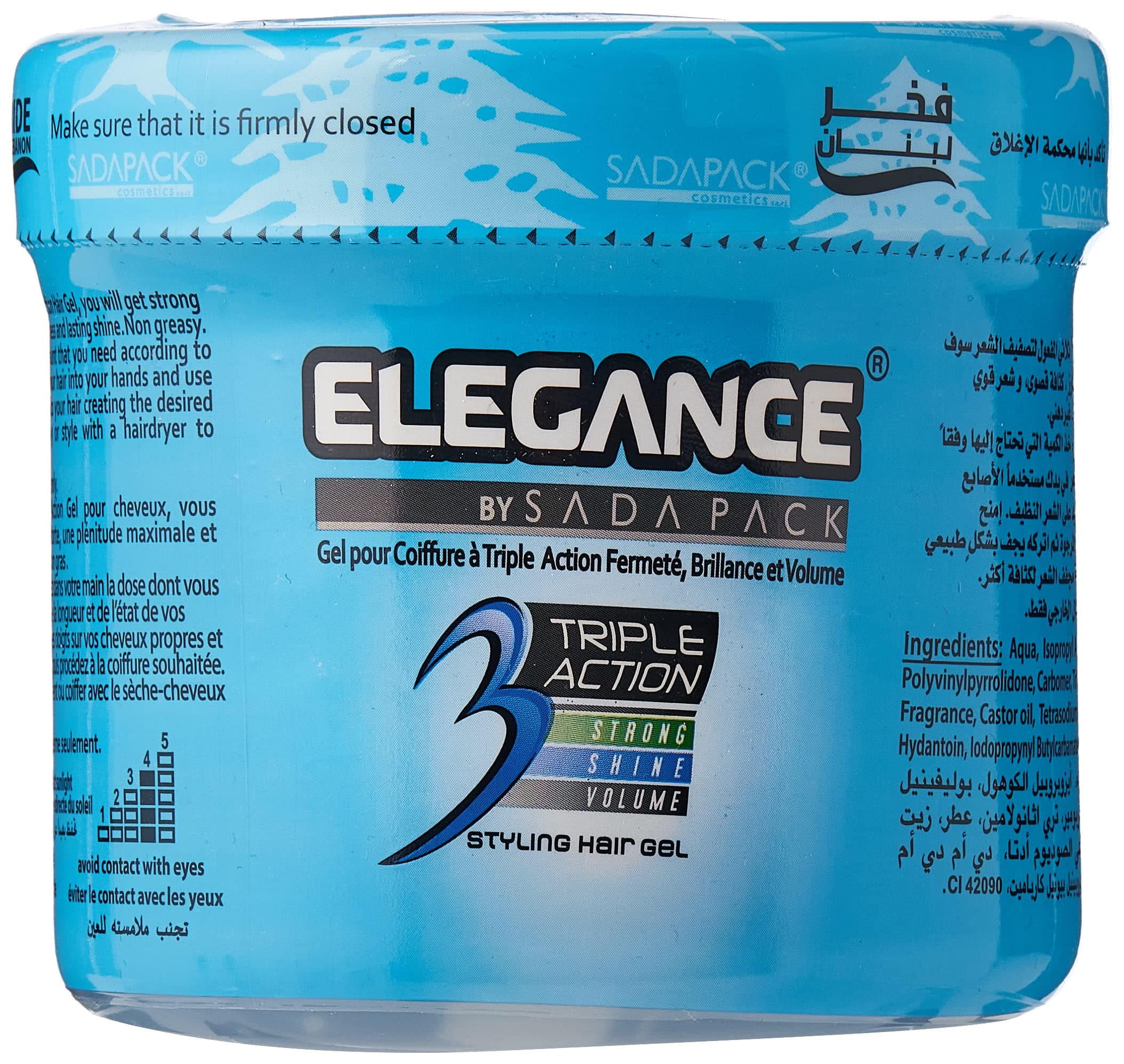 Triple Action Hair Gel - Blue, 500ml | Strong Hold, Glossy Finish, Flexible Styling