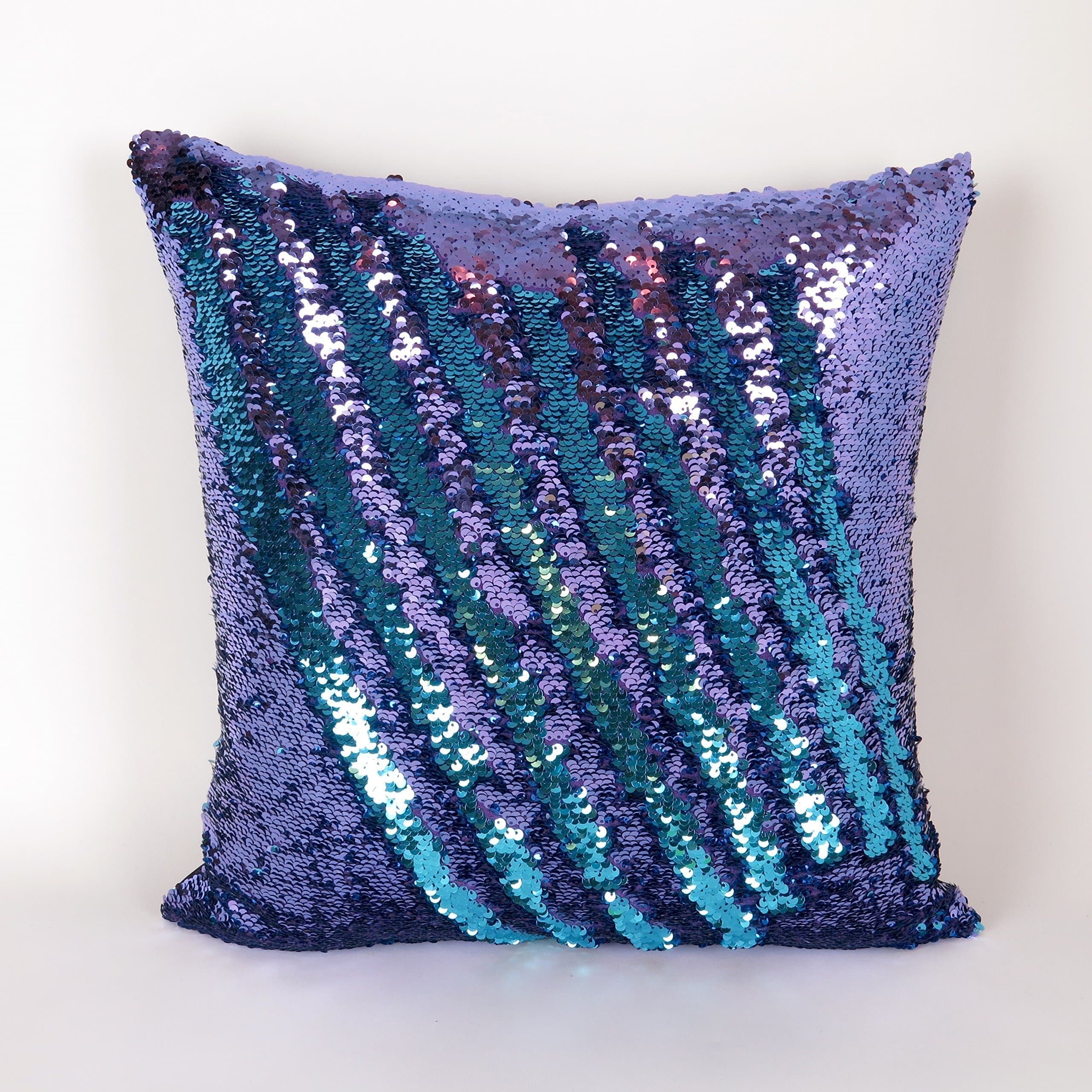 Mermaid Pillow Cover - Purple and Turquoise Reversible Sequin Decorative Throw Pillow Cover for a (12x12", 12x16", 16x16", 18x18") cushion/pillow/lumbar/euro, color changing pillow