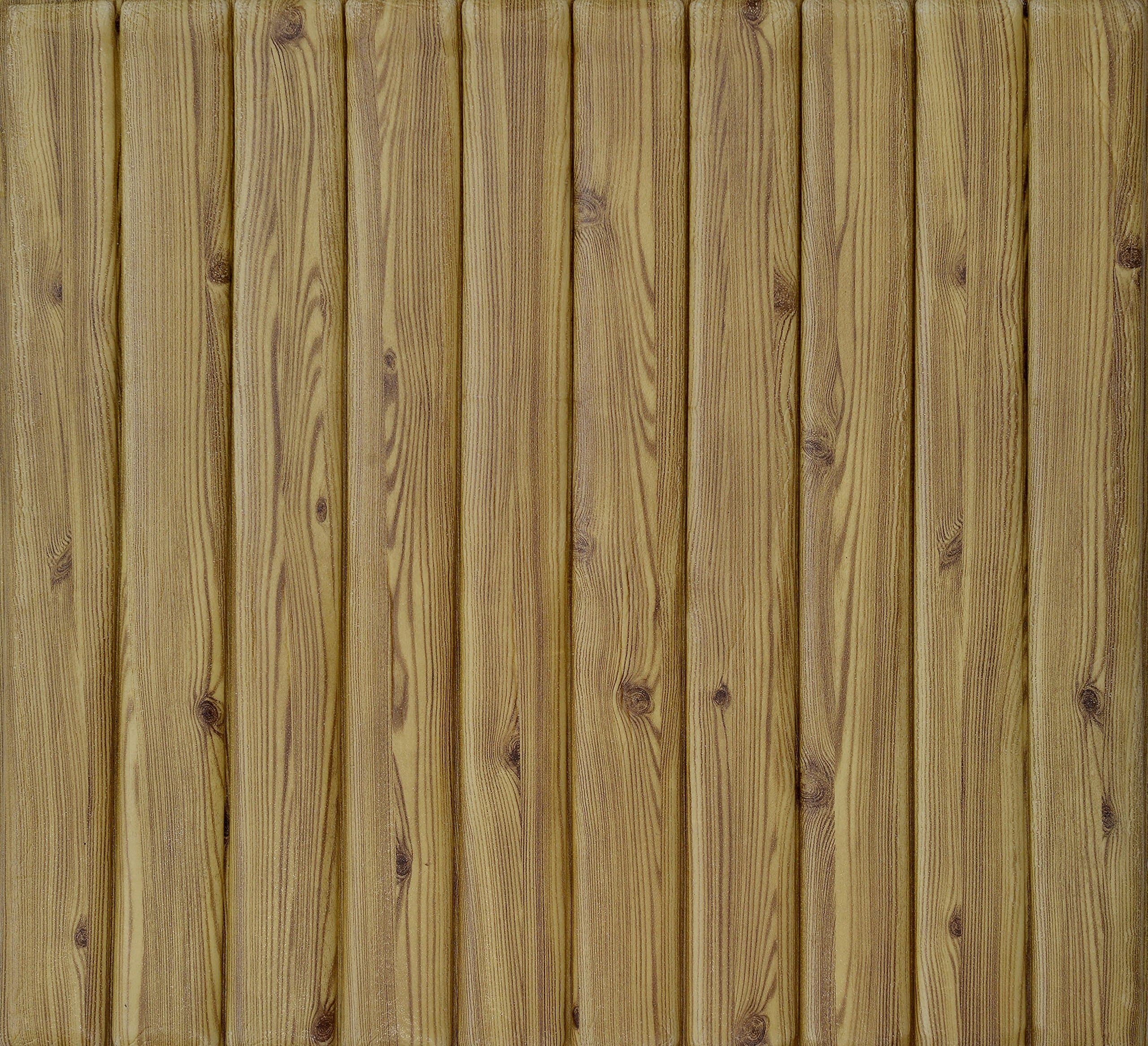 JIA DING 3D Wall Stickers Wood-grain Self-adhesive Panel Decal PE Wallpaper PE Foam Self Adhesive Brick Pattern Soft Pack TV Sofa Background Living Room Bedroom (1 pcs, Wood yellow (3D Wood-grain))